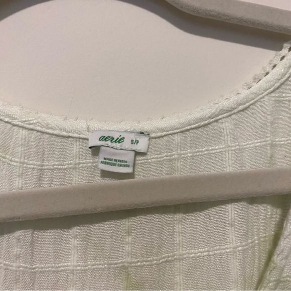 Aerie White and Green Tie Dye Button Front Linen Blend Romper Small - Picture 6 of 9